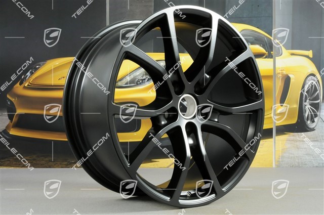 21-inch wheel rim set Cayenne ExclusiveDesign, 11J x 21 ET58 + 9,5J x 21 ET46, black satin-mat