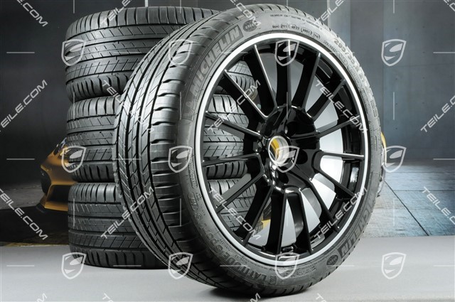 21-inch Cayenne SportPlus wheel set, rims (as new) 10Jx21 ET50 + 10Jx21 ET45 + NEW tyres 295/35 R21, in black