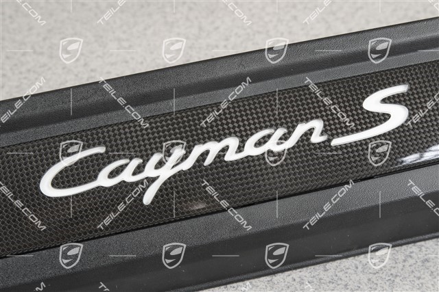 Scuff plate, carbon, with lighting, with "Cayman S" logo, R