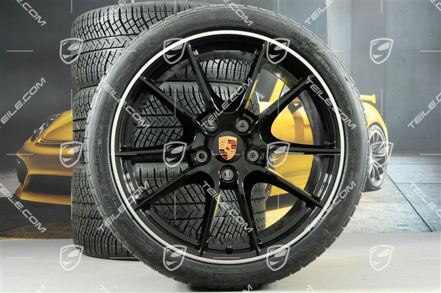 20" Carrera S (III) winter wheel set, wheels 8,5J x 20 ET51 + 11J x 20 ET52 + Michelin winter tyres 245/35 ZR20 + 295/30 ZR20, with TPMS, black high gloss