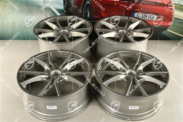 20-inch wheel rim set Carrera S IV, 8,5J x 20 ET49 + 11J x 20 ET56, for winter wheels, C4/C4S/GTS, Platinum satin-mat
