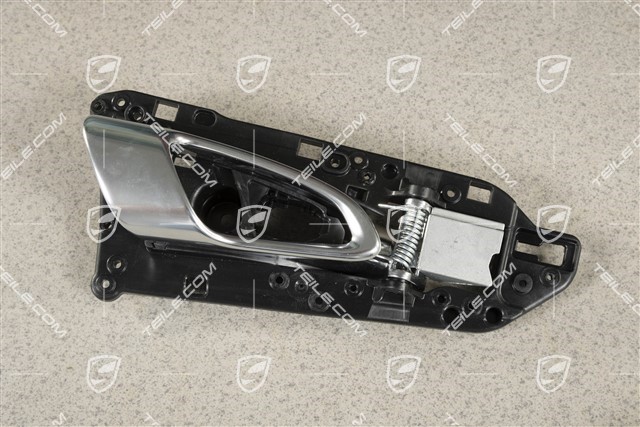Inner door release / handle / opener, front, Black matte / Galvano silver, R