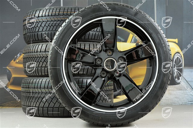 19" winter wheel set Cayman S, 8J x 19 ET57 + 9,5J x 19 ET45, winter tyres Continental WinterContact TS 830P 235/40 R19 + 265/40 R19, with TPMS, black