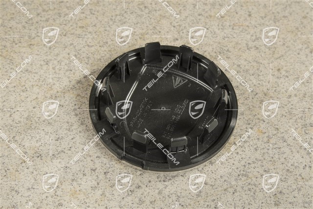 Anniversary "25 years Boxster" Wheel hub cap, crest coloured, black satin matt