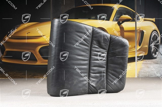 Back seat lower / cushion, Cabrio, draped leather, black, R