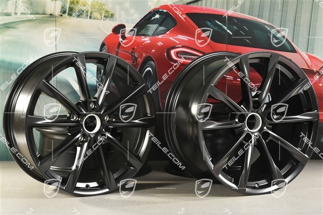 19-inch Boxster S wheel rim set, 8J x 19 ET57 + 10J x 19 ET45, black silky gloss / mat