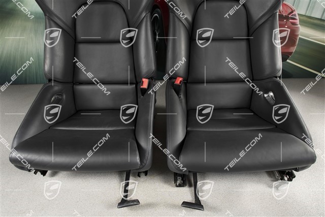 Sportowe fotele kubełkowe, składane, podgrzewane, czarna skóra, L+R