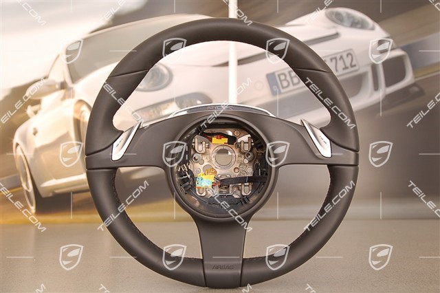 Steering wheel, smooth leather, Sport Chrono / Sport Chrono Plus Package, black