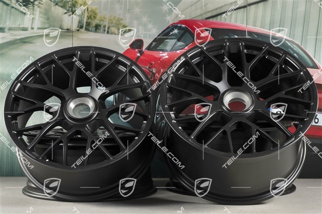 20-inch Turbo S wheel set for GTS, central lock, 8,5J x 20 ET51 + 11J x 20 ET52, in black satin mat, for winter use