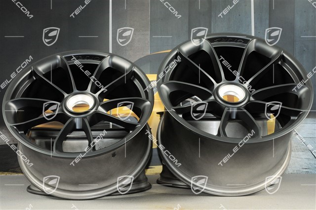 20"+ 21" GT3RS wheel rim set, with GT3RS logo, 9,5J x 20 ET50 + 12,5J x 21 ET48, black satin mat