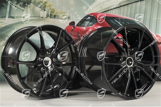 20-inch Carrera S (IV) wheel rim set, rims 8,5 J x 20 ET49 + 11,5 J x 20 ET76 in black (high gloss)