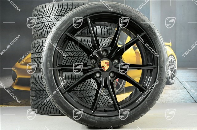 20-inch winter wheels set Carrera S (IV), rims 8,5J x 20 ET49 + 11J x 20 ET56 + NEW Michelin Pilot Alpin PA4 N1 winter tyres 245/35 R20 + 295/30 R20, black satin matt