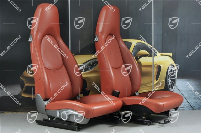 Seats, manual adjustable, leather, Terracotta, set (L+R)