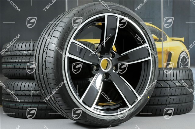20-inch summer wheels set Carrera Sport, rims 8,5J x 20 ET49 + 11,5J x 20 ET56 + summer tyres 245/35 R20 + 305/30 R20, black high gloss