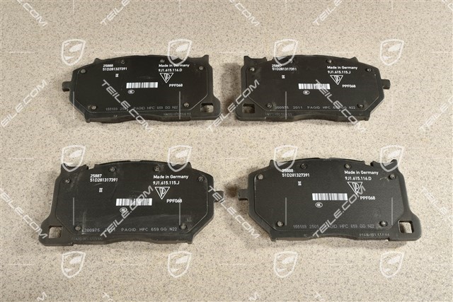 PCCB Brake pads, front axle for Yellow / Black calipers 18-19 inch brake disc diameter