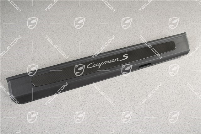 Scuff plate, carbon, with "Cayman S" logo, L