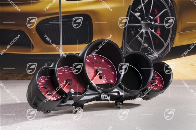 Instrument cluster, Garnet red face gauges, Tiptronic, 3.6 Turbo V6