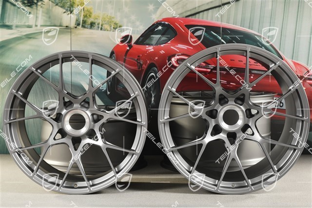 20"+21" GT3RS wheel rim set, alloy rims 10J x 20 ET45 + 13J x 21 ET31, dark silver