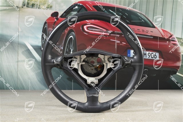 3-spoke steering wheel, Tiptronic, leather, Metropole blue