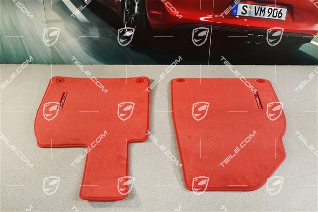 Floor mat set, front, RHD/right-hand drive/UK-Version, Carrera Red, L+R