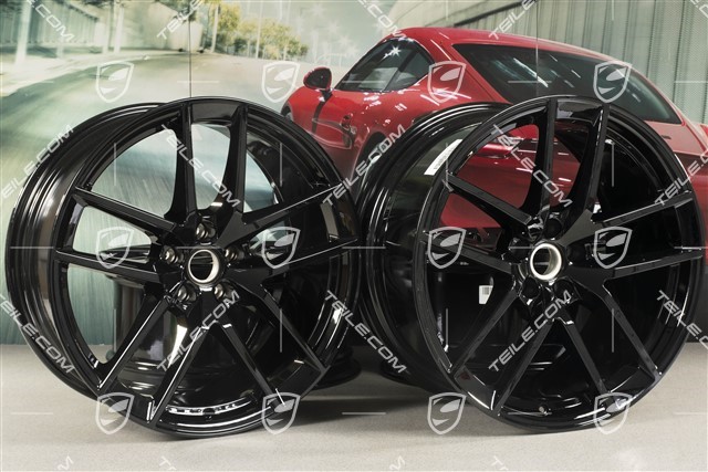20-inch wheel rim set Macan S, 9J x 20 ET26 + 10J x 20 ET19, black high gloss