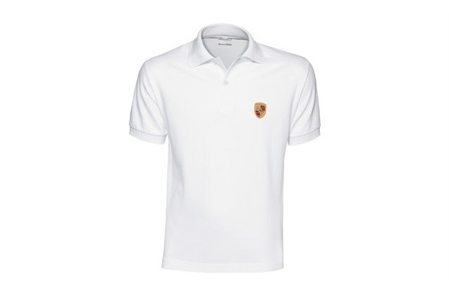 Porsche crest polo shirt, white, S 46/48
