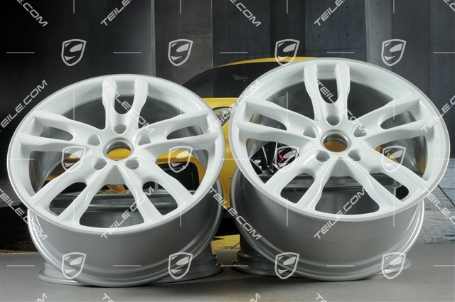 19-inch Boxster S III wheel set, 8J x 19 x ET 57 + 9,5J x 19 x ET 45, wheel spokes in white