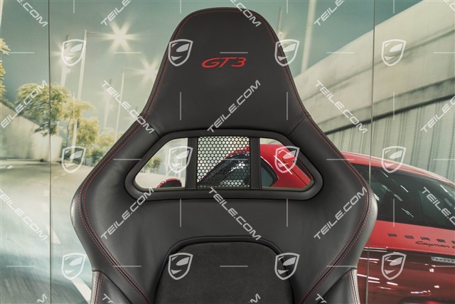 Bucket seat, collapsible, leather/Alcantara Black, heated, seam in Carmine red, with logo GT3, R