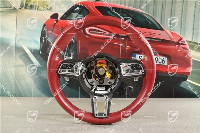 Kierownica sportowa GT, skóra, bordowy czerwony, multifunkcyjna, podgrzewana, Sport Chrono Plus