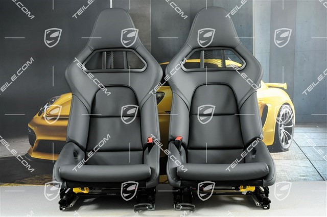Bucket seats, collapsible, heating, leather, black, very good condition, L+R