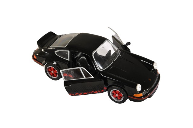 Fahrzeug/Spielzeug Pullback Porsche 911 RS 2.7, Welly, schwarz, Maßstab 1:38