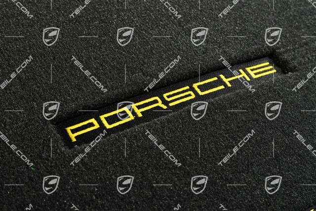 Floor mats set *only 2pcs for front, velour, black with yellow stitching