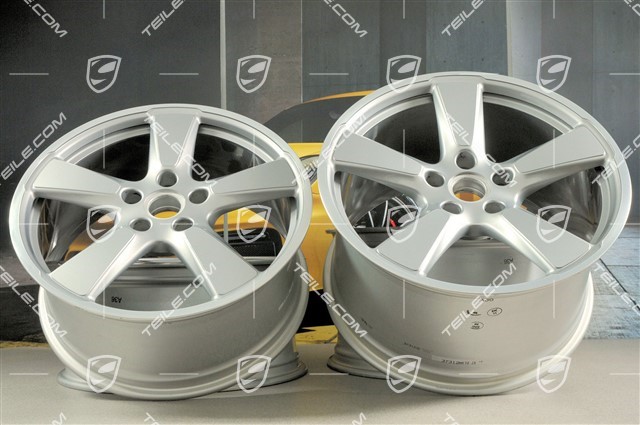 20-inch wheel rim set Sport Classic, 9J x 20 ET51 + 11,5J x 20 ET56, for 991 Turbo MK1 and MK2, GT silver metallic