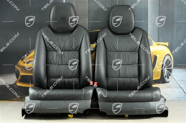 Seats, el. adjustable, memory, lumbar, ruffled leather, black, draped, set (L+R)