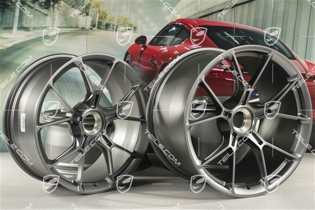 20+21 -inch GT3 wheel rim set, 9,5J x 20 ET46 + 12J x 21 ET45, dark silver