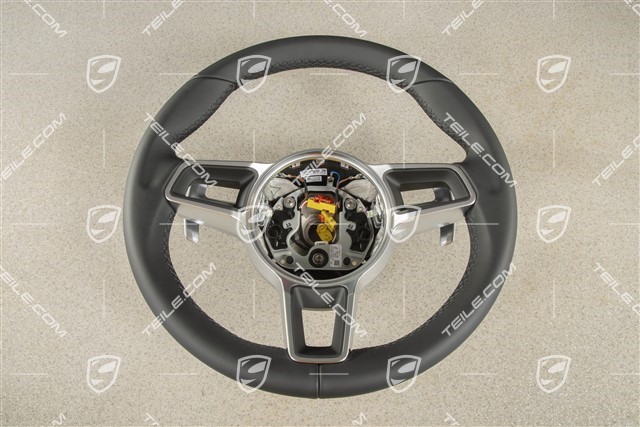 Sports steering wheel, without compass, without heating, leather black
