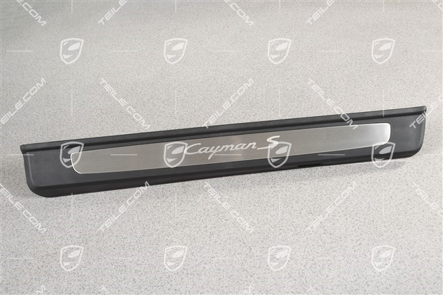 Sill cover inner / Scuff plates, without ilumination, stainless steel, "Cayman S", set, L+R