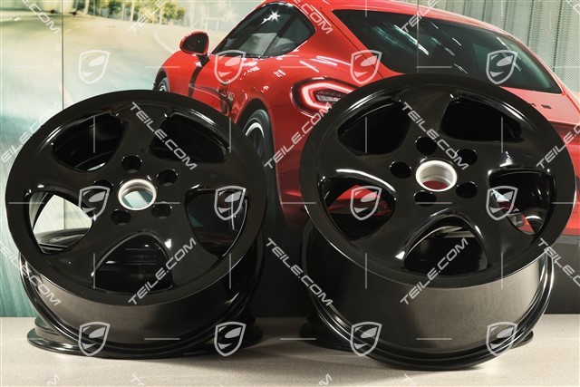 18-inch Turbo Look I wheel set, 7,5J x 18 ET50 + 10J x 18 ET65, black high gloss