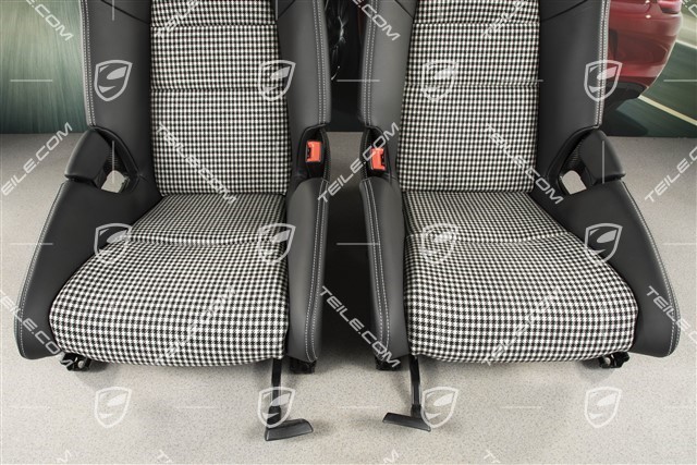 Fotele kubełkowe GT3RS / GT2RS, Carbon, skóra+Pepita, czarne, zestaw, L+R