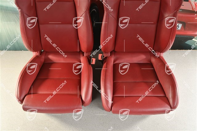 Fotele sportowe, regulowany el., 18-way, podgrzewanie, lędźwia, wentylacja, skóra, bordowy czerwony. zestaw L+R
