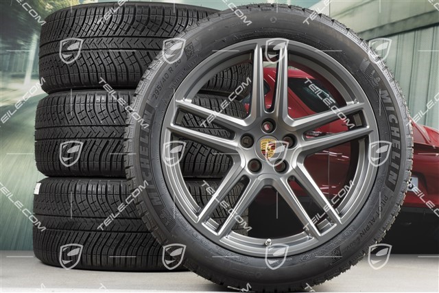 20-inch "Macan Turbo" winter wheels set, rims 9J x 20 ET26 + 10J x 20 ET19 + NEW Michelin Latitude Alpin 5 winter tyres 265/45 R20 + 295/40 R20, Platinum satin mat, with TPMS