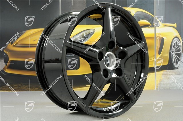 18-inch Carrera III wheel set, 8J x 18 ET57 + 11J x 18 ET51, C4 / C4S, black high gloss