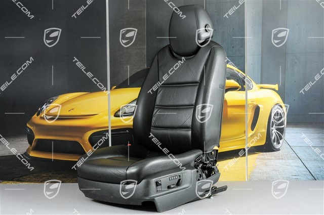 Seat, el. adjustable, memory, lumbar, ruffled leather, black, L