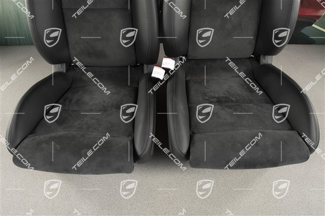 Sport Seats, el. adjustable, 18-way, heating, lumbar, leather/Alcantara, black, with Porsche crest, set, L+R