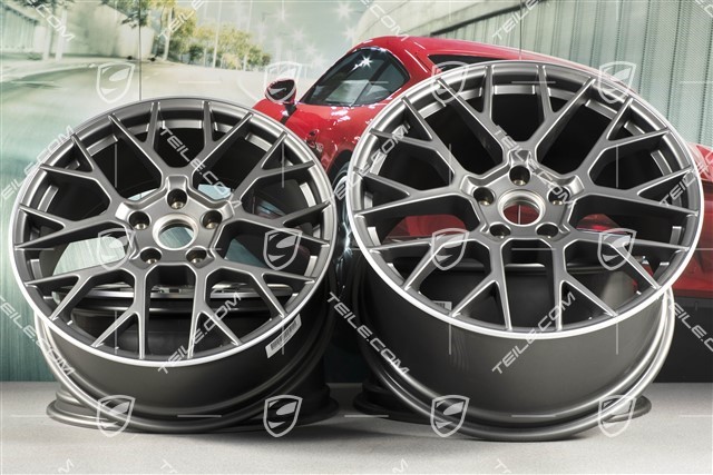 20+21-inch wheel rim set RS Spyder, rims: front 8,5J x 20 ET53 + rear 11,J x 21 ET67, platinum satin matt