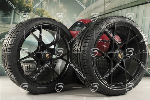 20-inch Winter wheel set for GT4RS and Spyder, rims 8J x 20 ET57 + 10J x 20 ET45, Michelin winter tires 235/35 R20 + 275/30 R20, black (satin matt), with TPMS