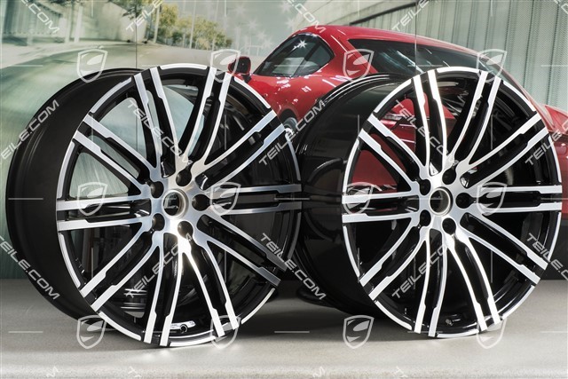 21-inch wheel rim set Turbo III, alloy wheel rims 10J x 21 ET19 + 9J x 21 ET26, black high gloss
