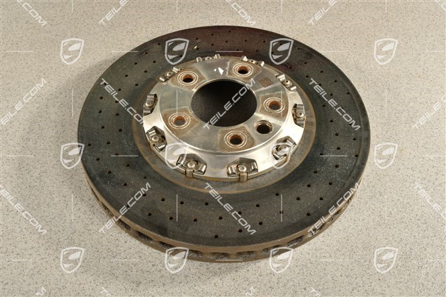 Brake disc, PCCB, 19-inch, yellow calliper, minimally damaged at the edge, L