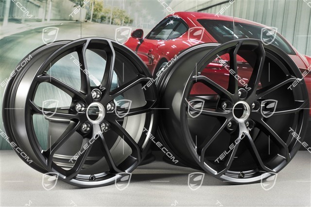 20-inch wheel rim set 718 Cayman GT4, wheel rims 8,5J x 20 ET61 + 11J x 20 ET50, black satin matt