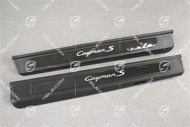 Sill cover inner / Scuff plates, with ilumination, Carbon, "Cayman S", set, L+R